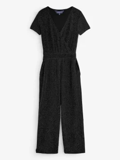 glinsterende metallic jumpsuit met overslag*Sosandar Discount
