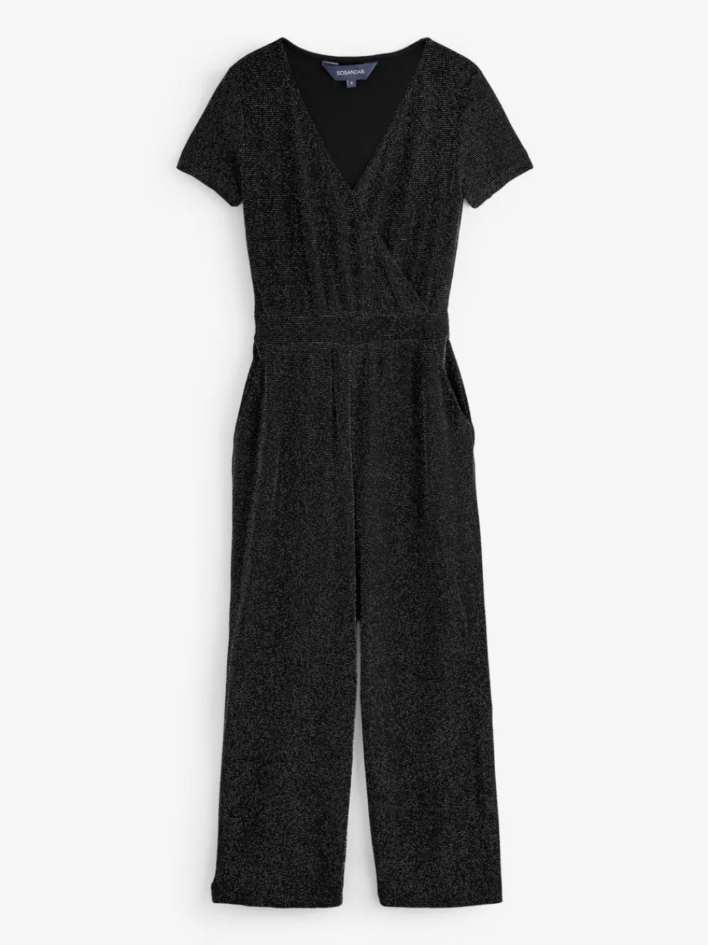 glinsterende metallic jumpsuit met overslag*Sosandar Discount