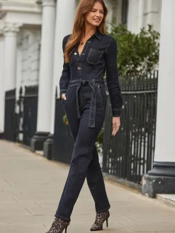 ontspannen pasvorm spijker-jumpsuit van 100% katoen*Sosandar Discount