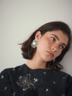 Staalgrijs - Sparkle Jewel Stud Earrings*Next Discount