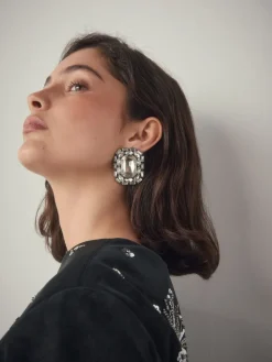 Staalgrijs - Sparkle Jewel Stud Earrings*Next Discount