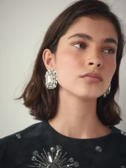 Staalgrijs - Sparkle Jewel Stud Earrings*Next Discount