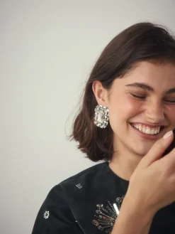 Staalgrijs - Sparkle Jewel Stud Earrings*Next Discount