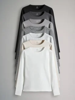 - - 7 T-shirts met lange mouwen en ronde hals*The Set Best