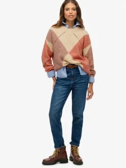 Oversized Argyle V-Neck Jumper*Superdry