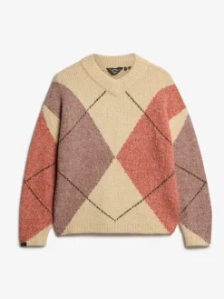 Oversized Argyle V-Neck Jumper*Superdry