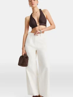 Zwaargewicht Linnen Op Maat Gemaakte Broek Met Wijde Pijpen*TALA New