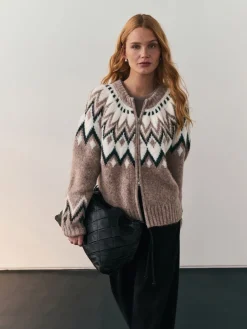 - Check Fairisle Pattern Knit Zip Through Jumper With Wool*Nothing Ordinary Discount