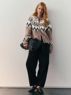 - Check Fairisle Pattern Knit Zip Through Jumper With Wool*Nothing Ordinary Discount