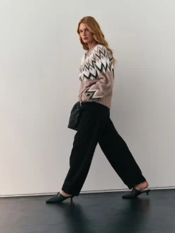 - Check Fairisle Pattern Knit Zip Through Jumper With Wool*Nothing Ordinary Discount