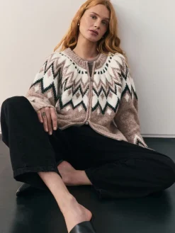 - Check Fairisle Pattern Knit Zip Through Jumper With Wool*Nothing Ordinary Discount