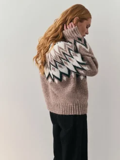 - Check Fairisle Pattern Knit Zip Through Jumper With Wool*Nothing Ordinary Discount