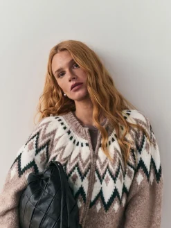 - Check Fairisle Pattern Knit Zip Through Jumper With Wool*Nothing Ordinary Discount