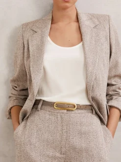 - Chaya smalle leren riem met langwerpige gesp*Reiss Sale