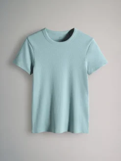 Taupe Brown/Light Brown/Blue/Light Blue/Cream - 5 Pack Korte Mouw Geribd T-shirt*The Set Best