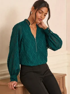 - - Blouse met lange mouwen en rits aan de voorkant*Love & Roses Best