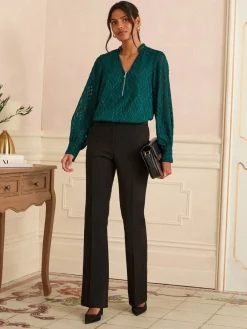 - - Blouse met lange mouwen en rits aan de voorkant*Love & Roses Best