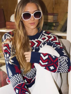 Blauwe Kerstmis Multicolour Fairisle Katoenen Trui*The Little Tailor Discount