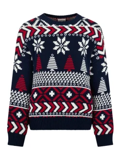 Blauwe Kerstmis Multicolour Fairisle Katoenen Trui*The Little Tailor Discount