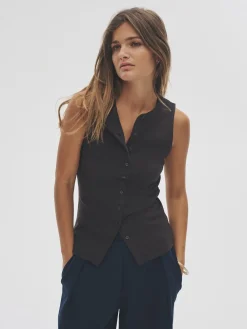 3 Pack Button Through Ribbed Vests*The Set Hot