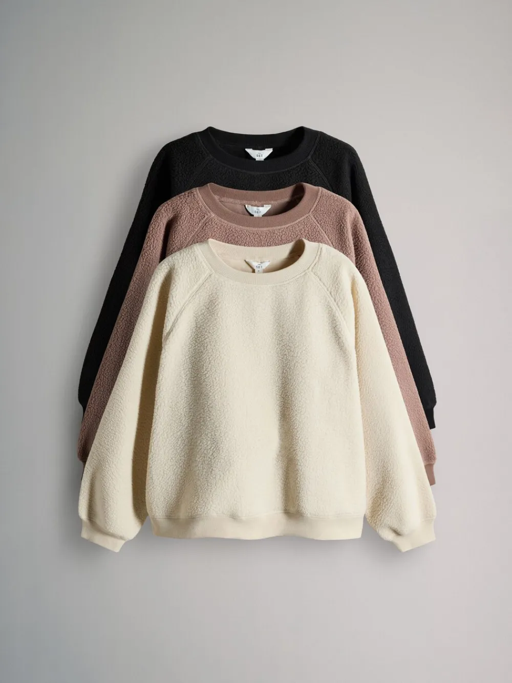 3 Pack Cosy Borg Crew Neck Fleeces*The Set Clearance