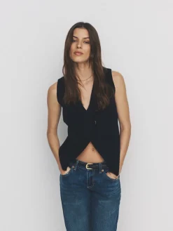 2 Pack Knitted Gold Button Ribbed Waistcoat*The Set Discount