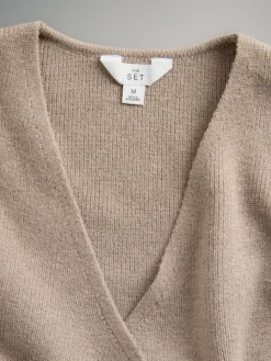 2 Pack Knitted Gold Button Ribbed Waistcoat*The Set Discount