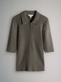 3 Pack Knitted Ribbed Polo Tops*The Set Best