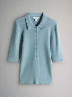 3 Pack Knitted Ribbed Polo Tops*The Set Best