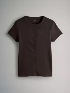 3 Pack Short Sleeve Button Through Rib T-Shirts*The Set Outlet