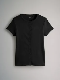 3 Pack Short Sleeve Button Through Rib T-Shirts*The Set Outlet