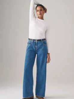 verpakking van 2 denim jeans met wijde pijpen van 100% katoen*The Set Best