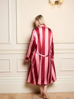 Raspberry Stripe Satin Grandpa Robe*Their Nibs Outlet