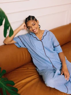Skinny Stripe Cotton Voile Oversized Long Pyjamas Set*Their Nibs Discount