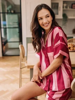 Stripe Satin Oversized Short Pyjamas Set*Their Nibs Discount