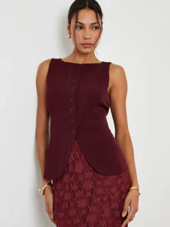 Boat Neck Longline Waistcoat*Threadbare Clearance