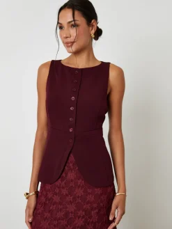 Boat Neck Longline Waistcoat*Threadbare Clearance