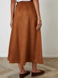 Button Front Suedette Skirt*Threadbare Online