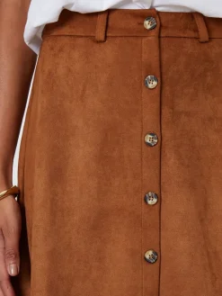 Button Front Suedette Skirt*Threadbare Online