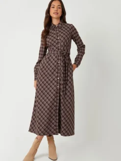 Check Belted Midi Shirt Dress*Threadbare Outlet