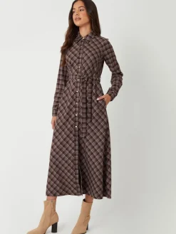 Check Belted Midi Shirt Dress*Threadbare Outlet
