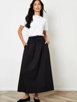 Cotton Poplin Tie Waist Skirt with Pockets*Threadbare