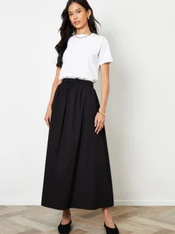 Cotton Poplin Tie Waist Skirt with Pockets*Threadbare