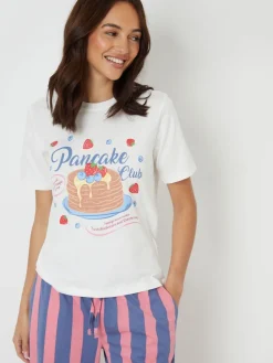 Graphic Print Short Sleeve Pyjamas Set*Threadbare Online