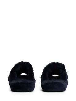 Faux Fur Woven Logo Slippers*Tommy Hilfiger Clearance