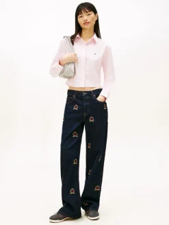 Relaxed Fit Cropped Poplin Shirt*Tommy Jeans Clearance
