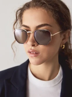 - Ronde metalen zonnebril*Next Online