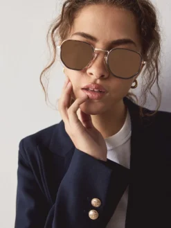 - Ronde metalen zonnebril*Next Online