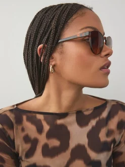 Tortoise bruin - Ronde zonnebril*Next New