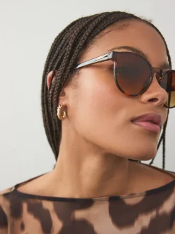 Tortoise bruin - Ronde zonnebril*Next New